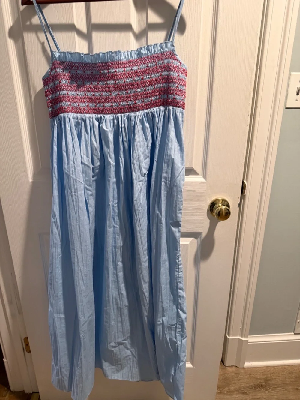 JCREW Size M Catania Crinkled Dress in Calm Blue $168 CL095